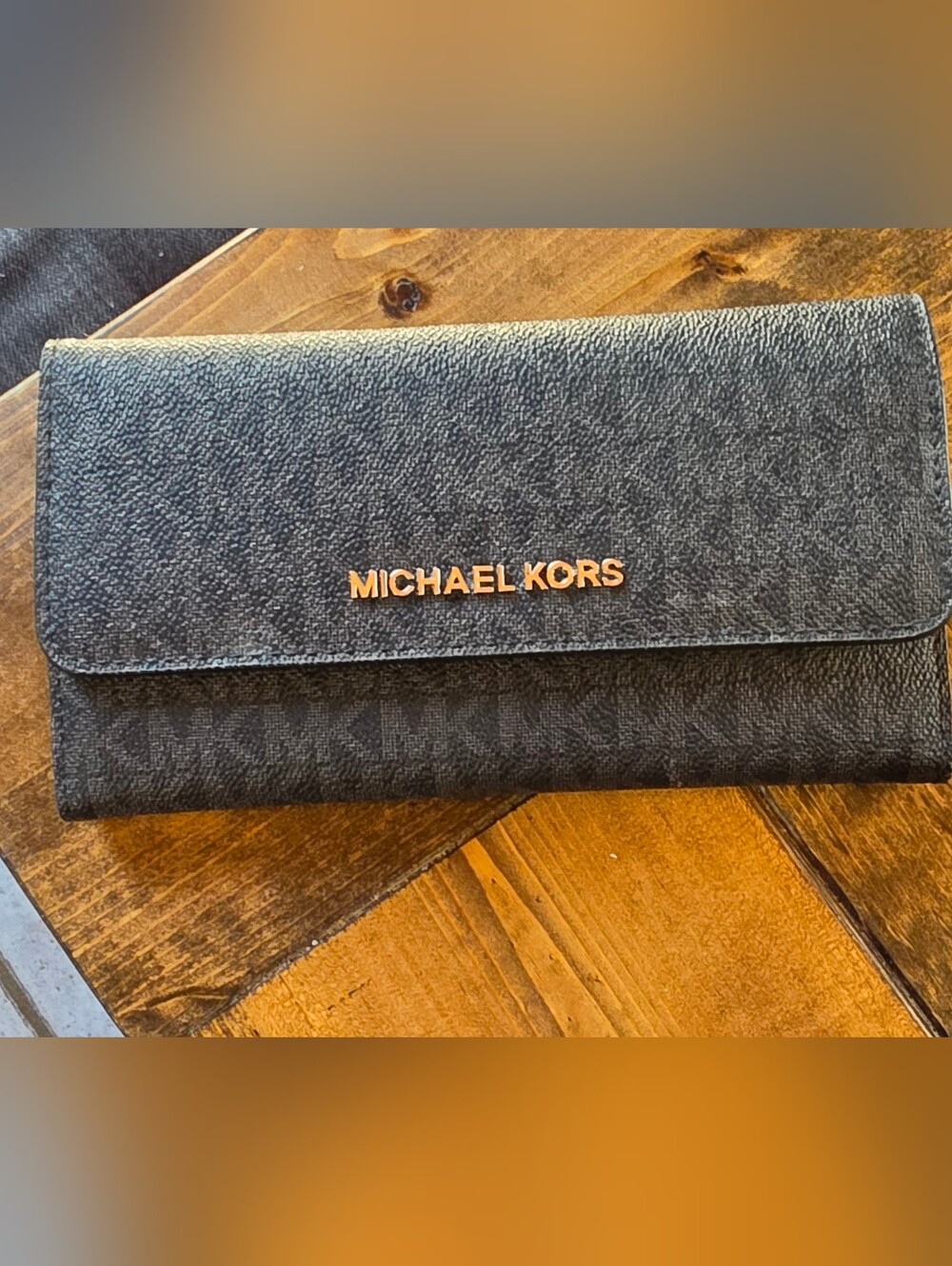 Michael Kors Black Leather Logo Continental Wallet